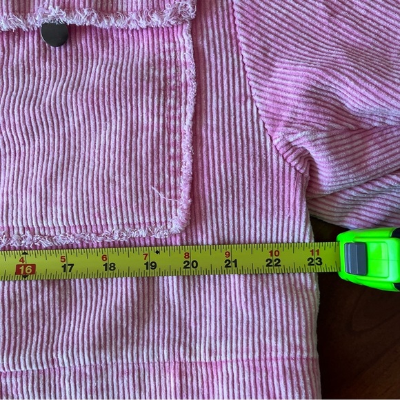 POL Pink Corduroy Oversized Cropped Jacket Size Medium 100% Cotton Shacket - Picture 10 of 13